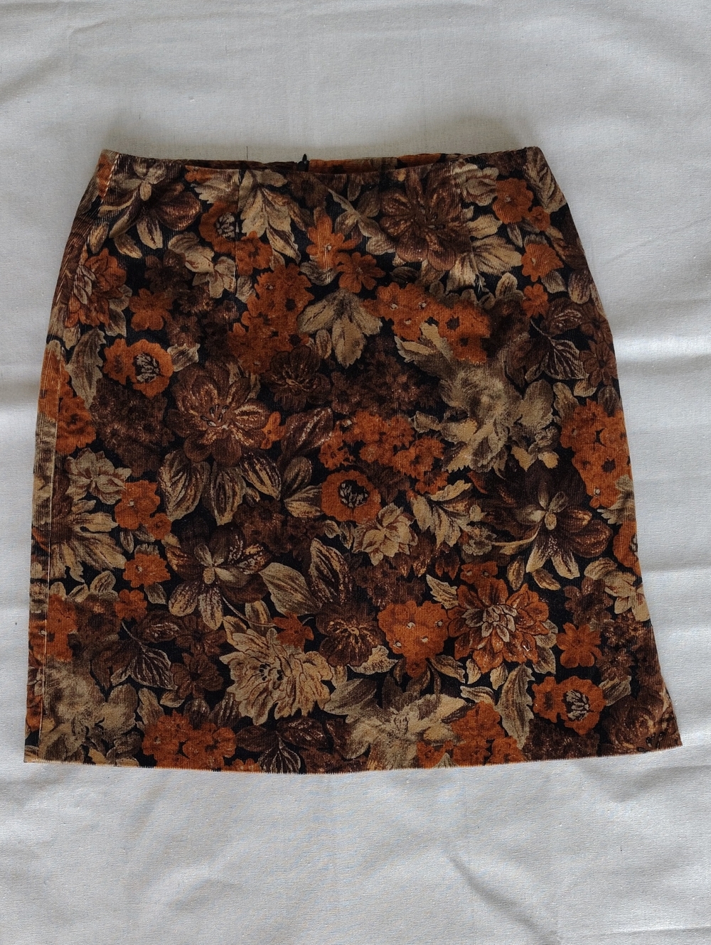 Vintage Floral Skirt in Brown & Orange Y2K Whimsygoth